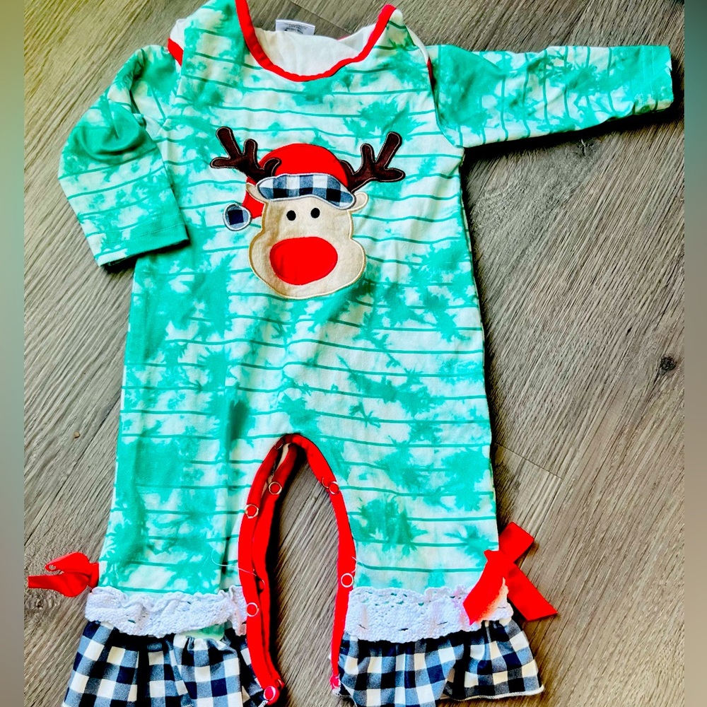 Tie Dye Reindeer Bell Bottom Romper